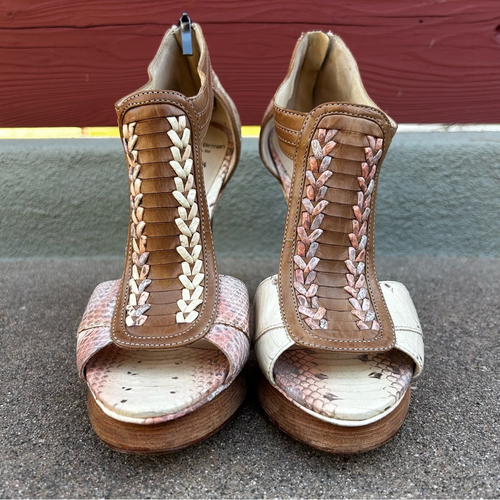 $695~ALEXANDRE BIRMAN~Snakeskin Python T-Strap Pe… - image 5